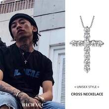 1 件简约欧式吊坠项链，适合男士，带水钻，百搭颈链 - 銀色 - 查看 7