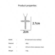 1 件简约欧式吊坠项链，适合男士，带水钻，百搭颈链 - 銀色 - 查看 8