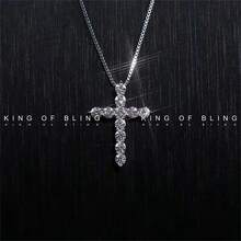 1 件简约欧式吊坠项链，适合男士，带水钻，百搭颈链 - 銀色 - 查看 6