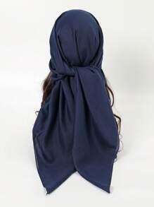 1 件女士纯色方形围巾，时尚纯色头巾，颈巾