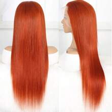 13x4 姜橙色蕾丝前假发 真人发 万圣节服装 直发 姜橙色蕾丝前假发 真人发 橙色前假发 女士真人发 预拔自然发际线 含婴儿发 180% 密度 万圣节服装 - 薑黃色和橙色 - 查看 7