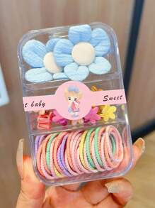 1box/Set ABS, Fabric, Nylon Flower Hair Scrunchies & Hair Clips Set, Cute Hair Accessories Gift For Girls And Teenagers, Suitable For Holiday, Birthday Party