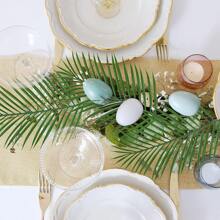 1/5/10/20 件，14.96 英寸/38 厘米人造棕榈叶，仿制大棕榈叶热带植物，适用于夏季装饰、棕榈花插花、婚礼、生日、房间装饰、家居装饰、夏威夷派对、丛林海滩主题派对装饰、圣诞装饰 - 綠色 - 查看 4