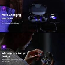 Wireless Headphones Wireless Earbuds 80hrs Playback Ear Buds Over-Ear Stereo Bass Earphones With Earhooks Microphone LED Battery Display For Sports/Workout/Gym/Running - 黑色 - 查看 5