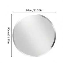 Round Wall Mirror Silver Frameless Decorative Mirrored Glass Vanity With Polished Beveled Edge For Bathroom Living Room Entryway Hallway - 銀色 - 查看 10