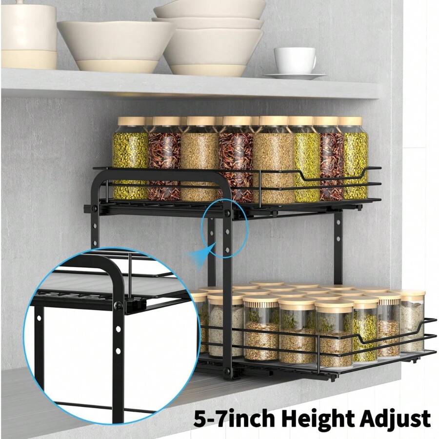 Pull Out Organizer Spice Racks, 2Tier Spice Rack Height