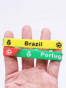 4pcs/Set Silicone Wrist Bands With Various National Flag Colors And Football Decor - National Flag Color Silicone Bracelet - View 7