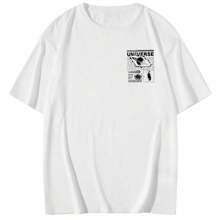 Oversized Cotton Streetwear T-Shirt Printed Universe Big Bang Street Style Unisex New Arrival Cheap - 白色 - 查看 2