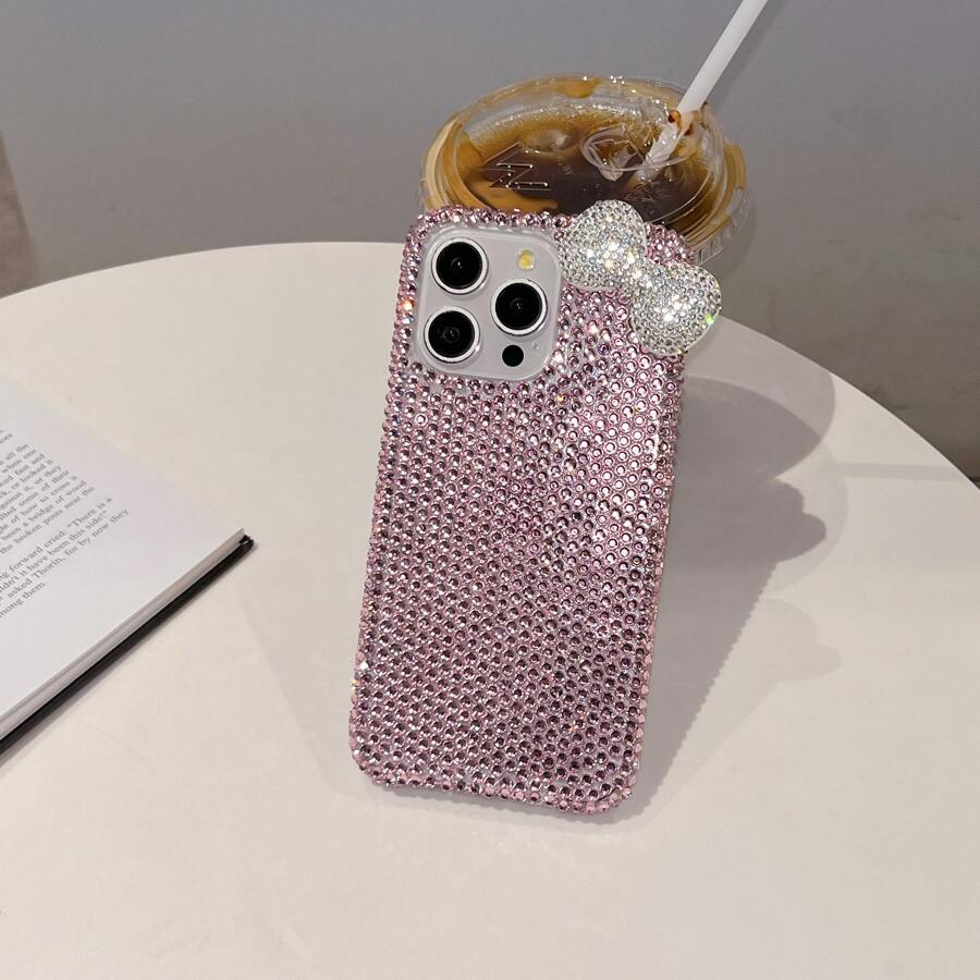 New Luxury Girl 3D Bow Rhinestone Phone Case Compatible With Apple 17 Pro Max, 16 Pro Max, 13/14/15, Shockproof And Elegant