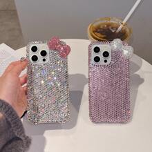 New Luxury Girl 3D Bow Rhinestone Phone Case Compatible With Apple 17 Pro Max, 16 Pro Max, 13/14/15, Shockproof And Elegant - Pink - View 3