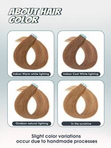 10 lọn tóc nối mini dạng băng dính, tóc thật, màu nâu hạt dẻ, dài 14-22 inch, tóc Remy, băng dính hai mặt vô hình. - S6 - Xem 9