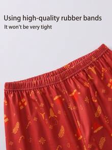 两件套同款家居服男女童睡衣舒适休闲头层牛皮秋冬季男童圣诞儿童睡衣套装 - 彩色 - 查看 3