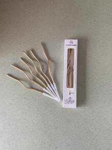 1 盒/6 件镀金弧形蜡烛，浪漫派对装饰，面包店生日蛋糕蜡烛，各种活动装饰，生日蜡烛，生日装饰，生日快乐，房间装饰礼物毕业