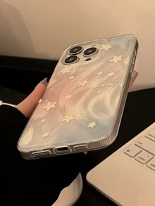 1 pieza Estuche de teléfono estilo coreano de nicho GUCADI con plata, estrella pequeña y pluma compatible con Apple iPhone 16, 16 Plus, 16 Pro, 16 Pro Max - Multicolor - Ver 8