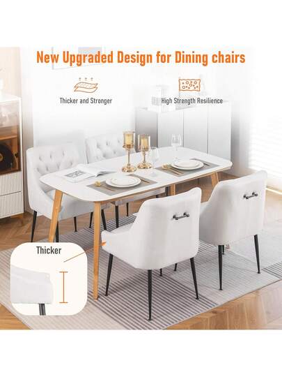 Set Of Dining Chairs Metal Feet, Moderne Kitchen Backrest, Dining/Living Room Lounge view 3