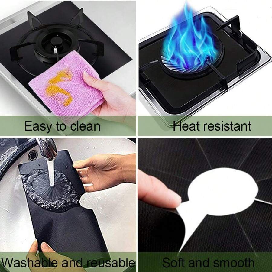 Gas Stove Burner Liners, 6 Pack NonStick Reusable Gas Range Protectors