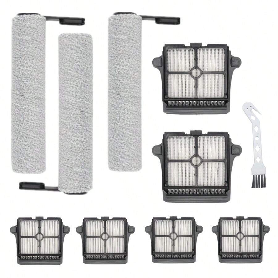 3 个滚刷和 6 个过滤器和 1 个清洁刷、替换刷辊和 HEPA 真空过滤器适用于 Tineco Floor ONE S6/S7 Pro/S7 组合无绳干湿吸尘器、Tineco 清洁液替换部件（不适用于 S7 Steam）