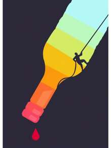 1 件抽象攀岩探险海报和印刷品帆布画山太阳墙壁艺术画适用于客厅家居装饰无框架 - 彩色 - 查看 55