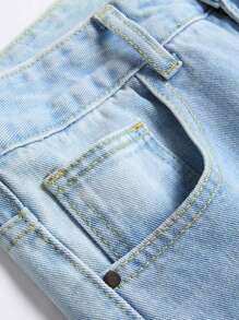 Jeans slim dritti con ricamo a poker color blu chiaro consumato, stile europeo e americano, per uomo