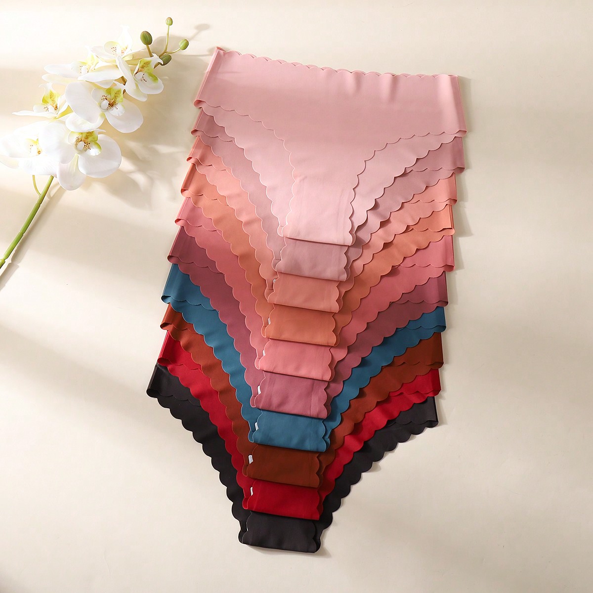 Piezas/paquete - Bragas sin costuras con borde ondulado para mujeres, bragas sólidas cómodas y amigables con la piel para damas sexys