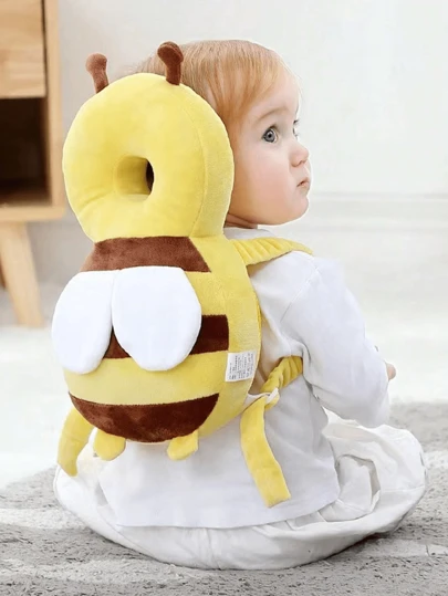 1pc Baby Walking Protection Bee Shaped Pillow, Baby Guardian Walker Head Protector - Ultra-Soft, Breathable, Adjustable, Anti-Fall Protection Backpack Pad, Machine Washable, Soft Polyester Fiber For Babies 6-36 Monthsbaby Shower Family Decorations Gifts