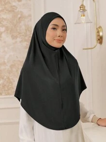 1 Stück Damen Einfarbiges Jersey Praktischer Muslimischer Pullover Hijab, Herbst/Winter zum Anziehen - Verschiedenfarbig - Übersicht 17