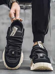 New Fashion Men Shoes, Shock Absorption, Elastic, Versatile, Wear-Resistant, Soft Sole, Anti-Slip, Deodorizing, Work & Travel, Casual Sports Shoes, Outdoor Lace-Up Running Shoes, Anti-Slip, Lightweight & Comfortable, Suitable For Outdoor Sports, Camping, Jogging, Fitness, Entertainment. Sports Shoes For Men