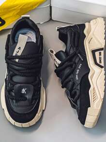 New Fashion Men Shoes, Shock Absorption, Elastic, Versatile, Wear-Resistant, Soft Sole, Anti-Slip, Deodorizing, Work & Travel, Casual Sports Shoes, Outdoor Lace-Up Running Shoes, Anti-Slip, Lightweight & Comfortable, Suitable For Outdoor Sports, Camping, Jogging, Fitness, Entertainment. Sports Shoes For Men