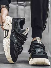 New Fashion Men Shoes, Shock Absorption, Elastic, Versatile, Wear-Resistant, Soft Sole, Anti-Slip, Deodorizing, Work & Travel, Casual Sports Shoes, Outdoor Lace-Up Running Shoes, Anti-Slip, Lightweight & Comfortable, Suitable For Outdoor Sports, Camping, Jogging, Fitness, Entertainment. Sports Shoes For Men