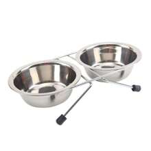 1 件装不锈钢防滑铁架宠物双碗，适用于猫狗，小号/中号/大号