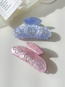 OUSEON Pink Flower Hair Clips,Cellulose Acetate Hair Clips,Small Claw Clips For Girl,Hair Accessories Hair Jaw Clip - Multicolor - View 1