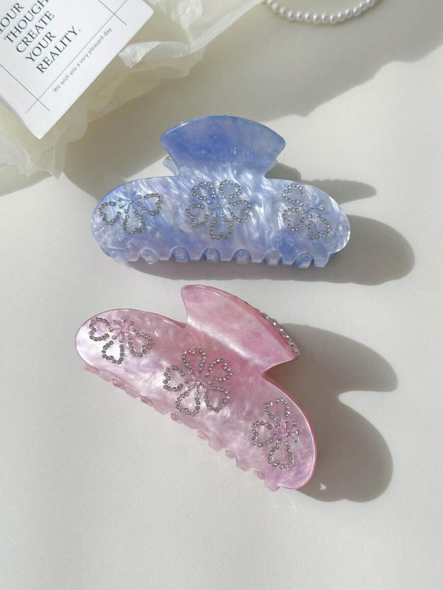 OUSEON Pink Flower Hair Clips,Cellulose Acetate Hair Clips,Small Claw Clips For Girl,Hair Accessories Hair Jaw Clip - Multicolor - View 1