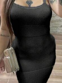 Modal Line Dress With Short Ribbed Straps For Summer - 黑色 - 查看 2