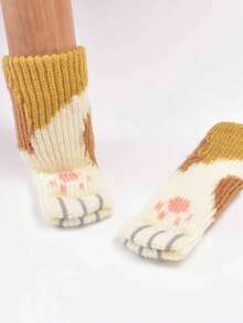 Set de 4 fundas para patas de sillas y mesas con diseño de garras de gato, antidesliznates y silenciosas, de punto doble grosor para muebles