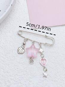 1 件女式心形和星星串珠饰品可爱别针风格配饰优雅简约设计包包装饰星形饰品小礼物 - 粉色 - 查看 2