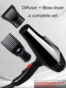 1 Bộ máy sấy tóc có đầu tập trung, bộ khuếch tán/lược chải, vỏ chống sốc và chịu nhiệt bằng nylon, động cơ nhẹ và ít tiếng ồn, 2 tốc độ gió nóng lạnh, lược chải màu ngẫu nhiên - Phích cắm loại C của EU (220-240V) - Xem 2