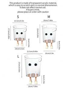 1pc Four-Footed Large Eyed Trash Can, INS Style Transparent Acrylic Trash Can, Suitable For Bedroom, Living Room, Study, And Dining Room
