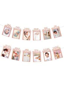 1st Birthday Photo Banner From Newborn To 12 Months, First Birthday Decorations Monthly Milestones Garland First Birthday Party Decoration, - Multicolor - View 14