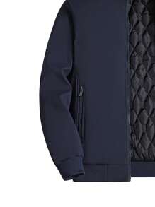 Plus Size Men's Casual Thermal Lined Stand Collar Jacket, Thickened, New Autumn/Winter