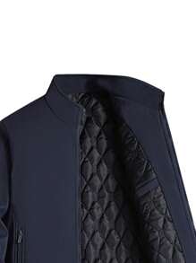 Plus Size Men's Casual Thermal Lined Stand Collar Jacket, Thickened, New Autumn/Winter