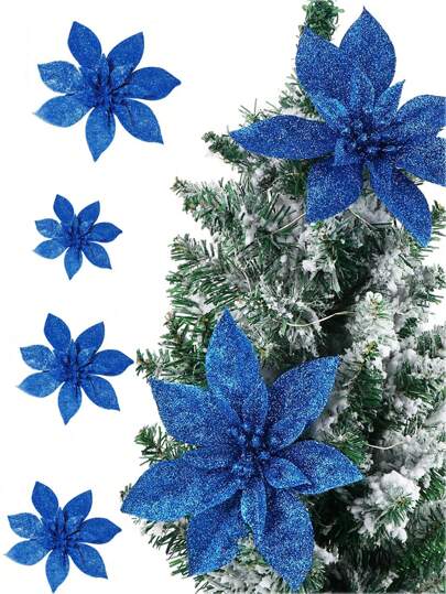 10pcs/20pcs Artificial Flowers With Clips For Tree Ornaments, Wreath Decoration For Party And New Year, Valentine Day, Gift Home Decor Christmas Decorations Room Decor Christmas