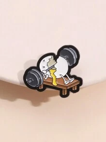 1pc Funny Gym Weightlifting Enamel Brooch, Creative Weightlifting Accident Metal Lapel Pin Badge, Gift For Friends - Multicolor - View 4