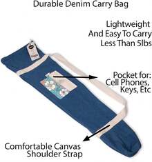 Beach Umbrella For Sand – Windproof Beach Umbrella With Sand Anchor Bag, Portable Sport Umbrella, Fringe, Denim Beach Umbrella Bag, Features Pointed Bottom & 100% UV Sun Protection – Bahama (Flora) - Multicolor - View 4