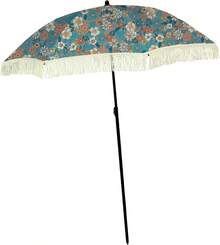 Beach Umbrella For Sand – Windproof Beach Umbrella With Sand Anchor Bag, Portable Sport Umbrella, Fringe, Denim Beach Umbrella Bag, Features Pointed Bottom & 100% UV Sun Protection – Bahama (Flora) - Multicolor - View 3