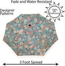 Beach Umbrella For Sand – Windproof Beach Umbrella With Sand Anchor Bag, Portable Sport Umbrella, Fringe, Denim Beach Umbrella Bag, Features Pointed Bottom & 100% UV Sun Protection – Bahama (Flora) - Multicolor - View 6