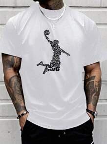 Men's Cotton T-Shirt Adult Plus Size Kids Basketball Dunk  Streetwear Ball Game - trắng - Xem 1