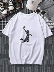 Men's Cotton T-Shirt Adult Plus Size Kids Basketball Dunk  Streetwear Ball Game - trắng - Xem 2