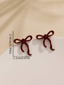 MESTILO 1 Pair Metal Red Bow Stud Earrings, Suitable For Women's Daily Wear, Christmas Valentines,Mom,Mother,Mother's Day,Gift - Red - View 8