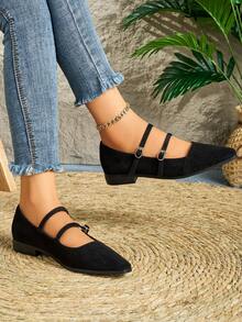 女士平底便鞋，时尚百搭，通勤必备 - 黑色 - 查看 5