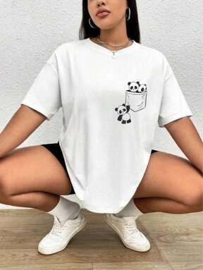 Camiseta Panda Bolso Moda feminina